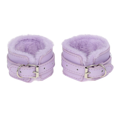 Lavender Fluffy Wrist Cuffs with Chain by Fetish Pleasure Play