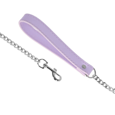 Lavender Fluffy Collar & Chain Leash by Fetish Pleasure Play