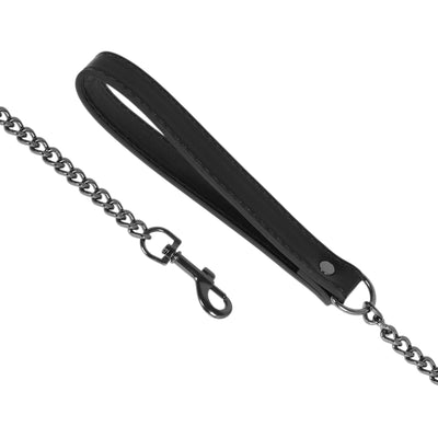 Black Fluffy Collar & Chain Leash by Fetish Pleasure Play