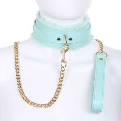 Tiffany Blue Fluffy Collar & Leash by Fetish Pleasure Play