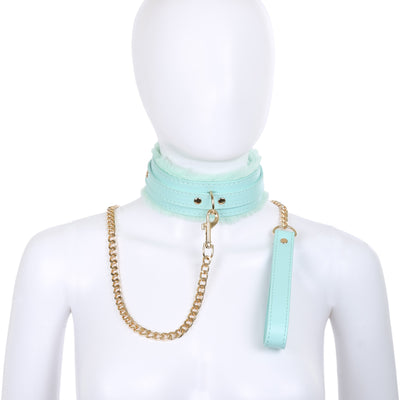 Tiffany Blue Fluffy Collar & Leash by Fetish Pleasure Play
