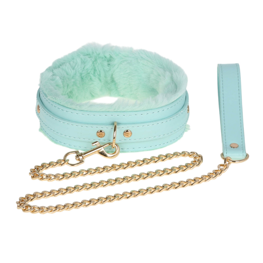 Tiffany Blue Fluffy Collar & Leash by Fetish Pleasure Play