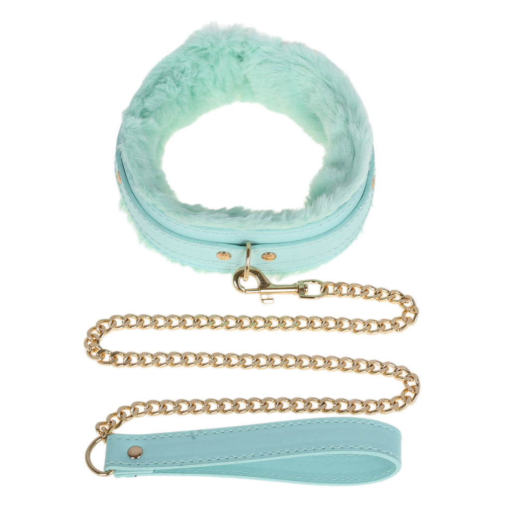 Tiffany Blue Fluffy Collar & Leash by Fetish Pleasure Play