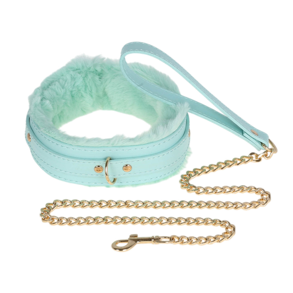 Tiffany Blue Fluffy Collar & Leash by Fetish Pleasure Play