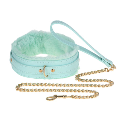 Tiffany Blue Fluffy Collar & Leash by Fetish Pleasure Play