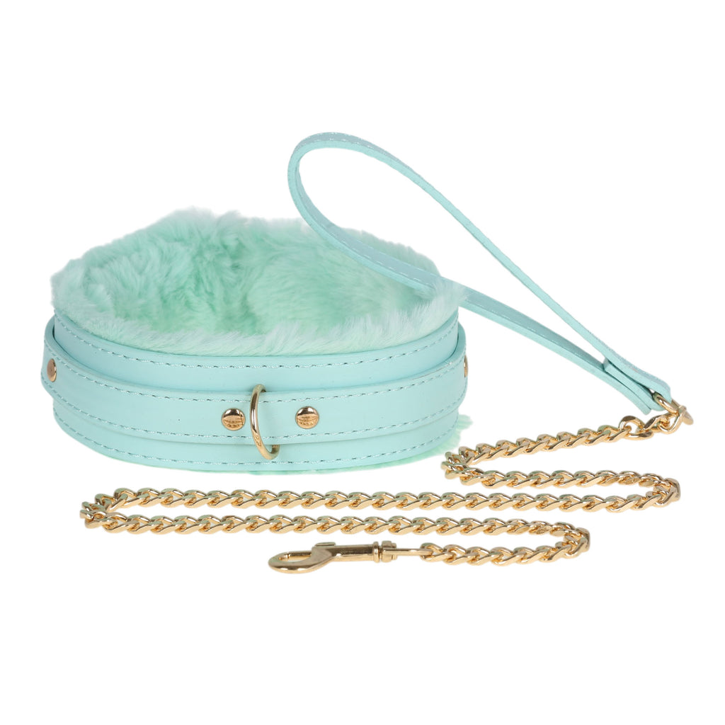 Tiffany Blue Fluffy Collar & Leash by Fetish Pleasure Play