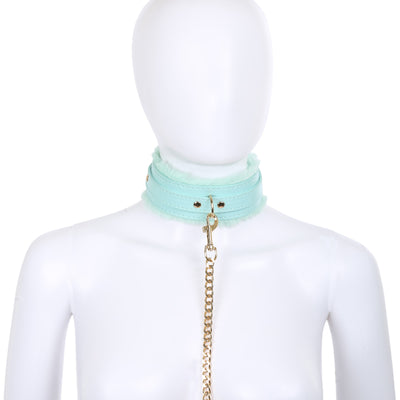 Tiffany Blue Fluffy Collar & Leash by Fetish Pleasure Play