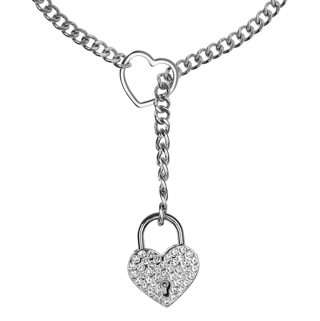 Silver Rhinestone Heart Lock 24