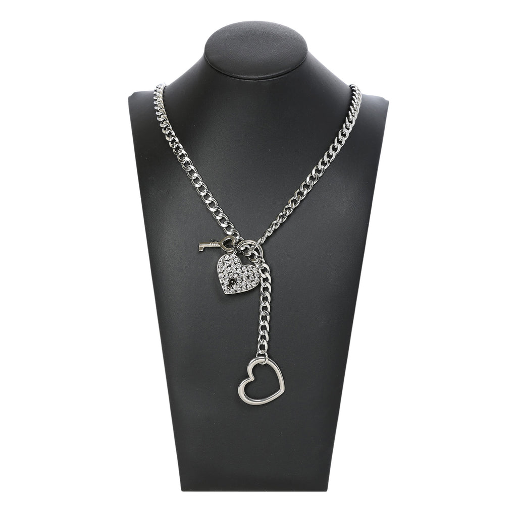 Silver Rhinestone Heart Lock 24