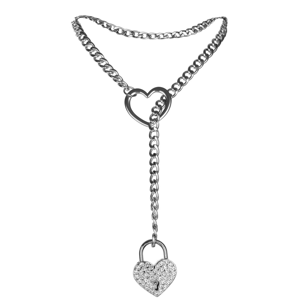 Silver Rhinestone Heart Lock 24