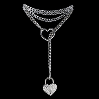 Silver Rhinestone Heart Lock 24