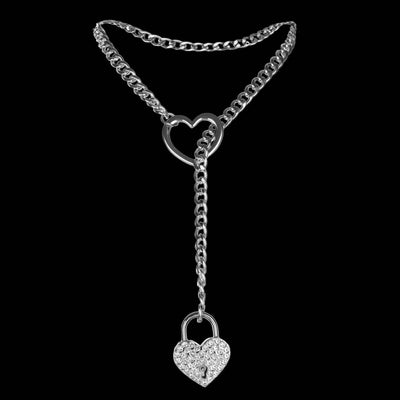 Silver Rhinestone Heart Lock 24