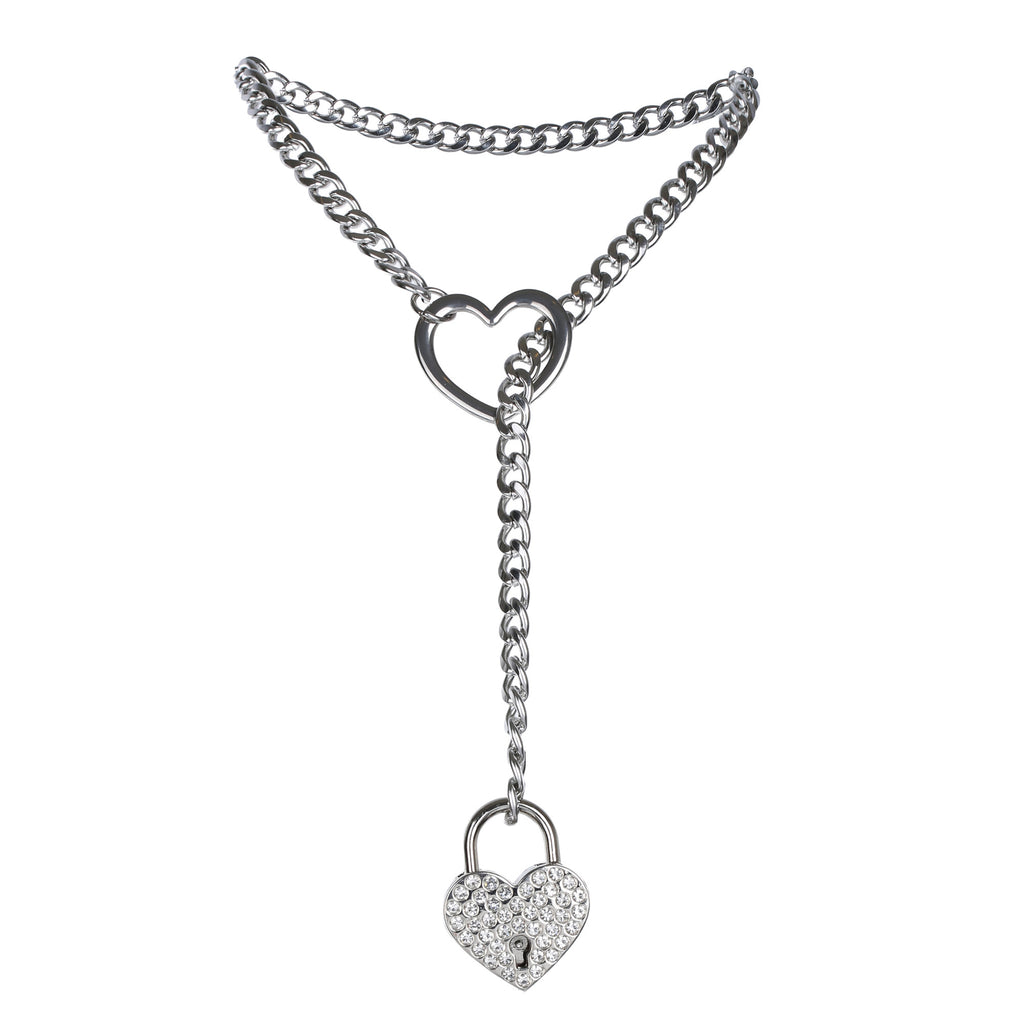 Silver Rhinestone Heart Lock 24