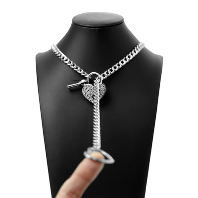 Silver Rhinestone Heart Lock 24