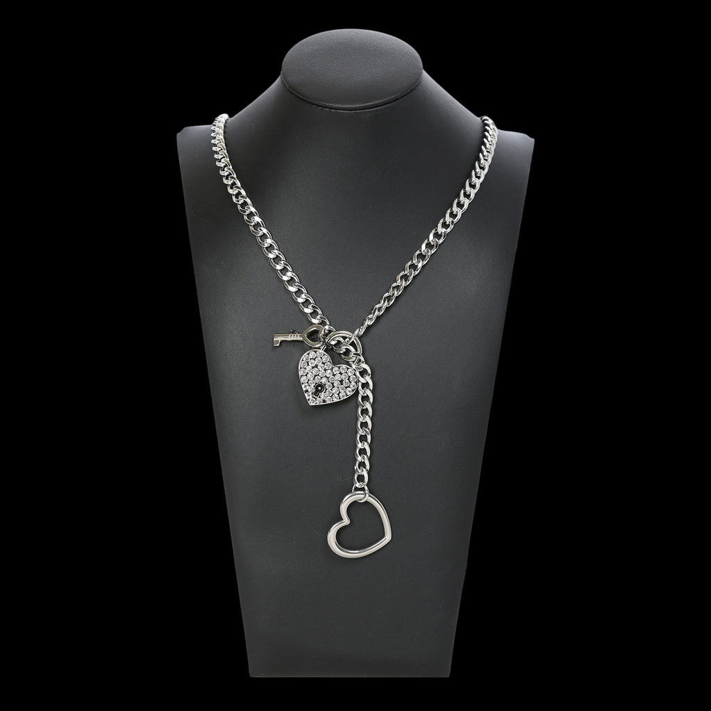 Silver Rhinestone Heart Lock 24