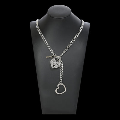 Silver Rhinestone Heart Lock 24