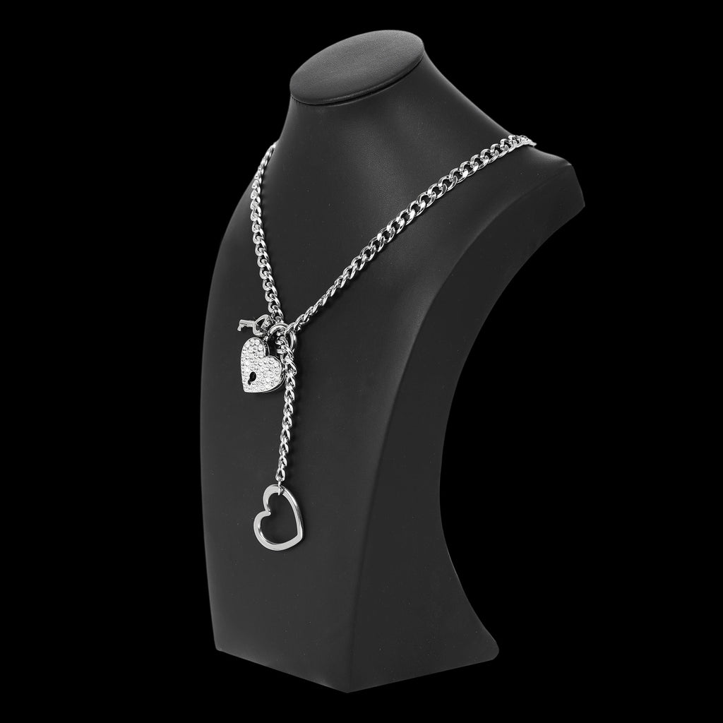 Silver Rhinestone Heart Lock 24