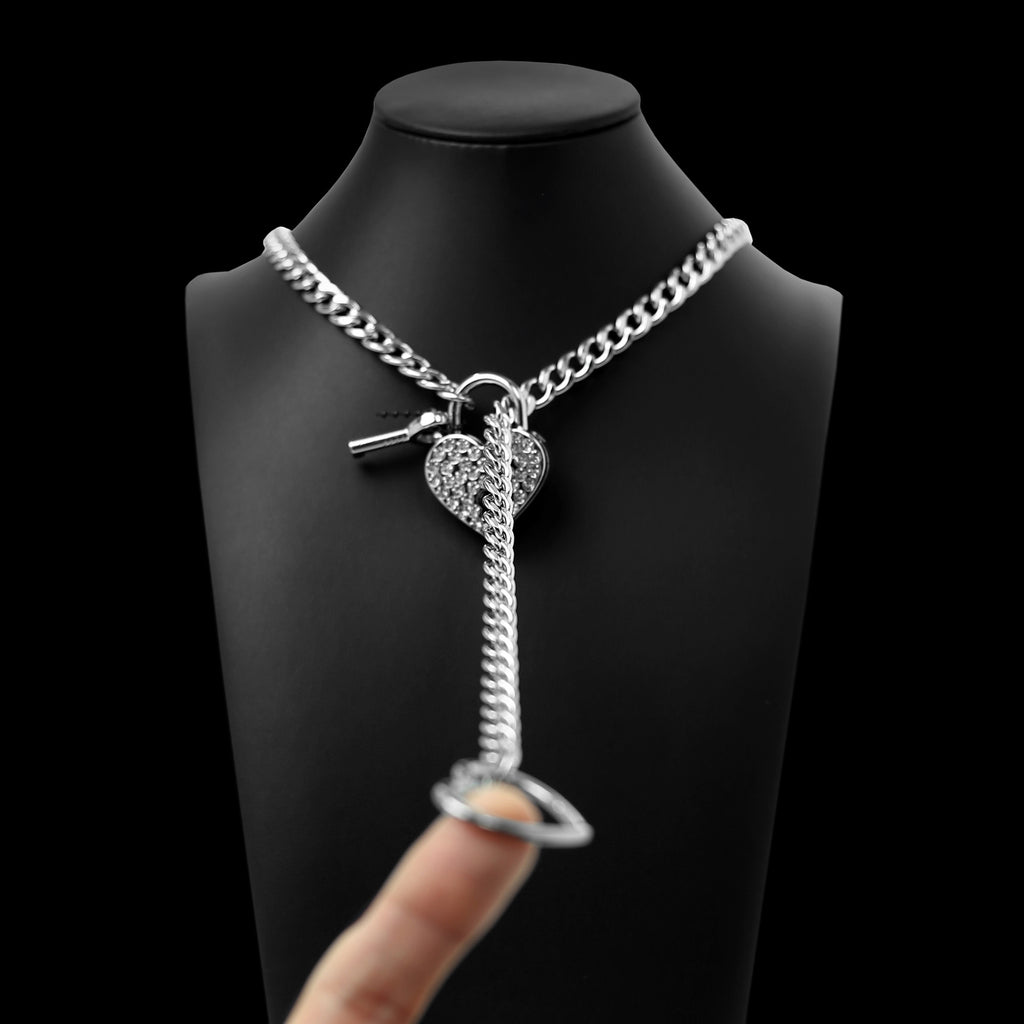 Silver Rhinestone Heart Lock 24