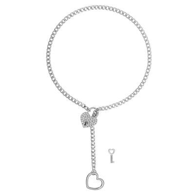 Silver Rhinestone Heart Lock 24