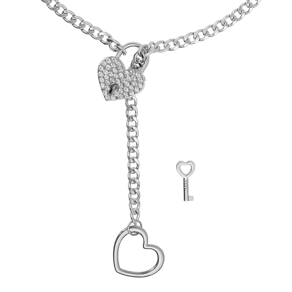 Silver Rhinestone Heart Lock 24
