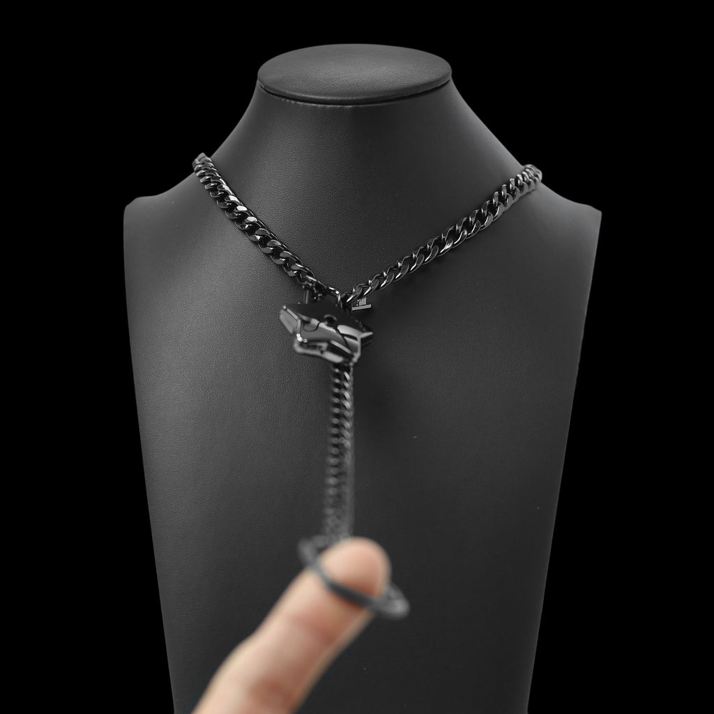 Black Star Lock Chain Choker Day Collar with Heart by LoveLinks