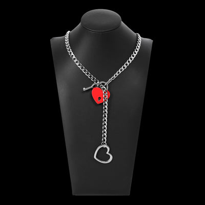 Necklace with heart-shaped pendants on a black mannequin bust