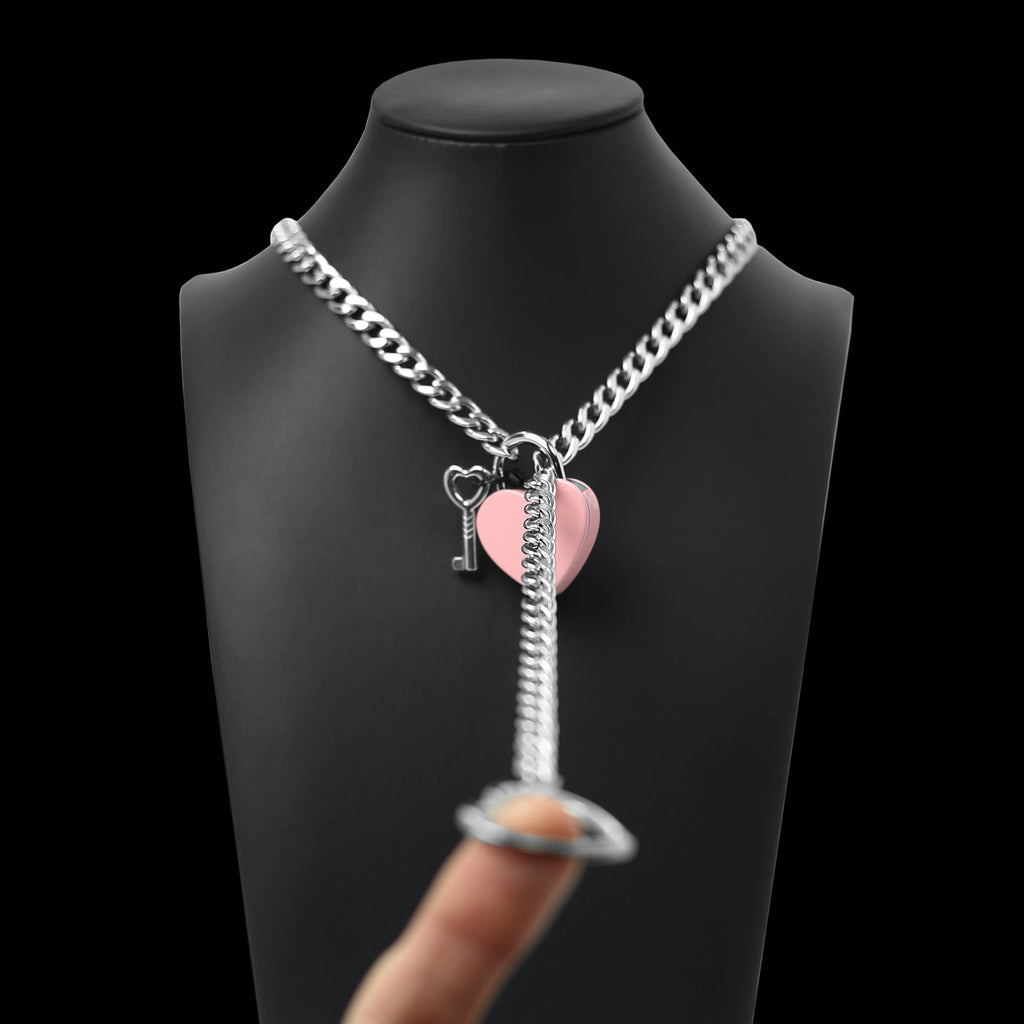 Pink Heart Lock Silver 24
