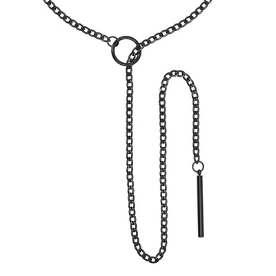 Black chain necklace with a pendant on a white background