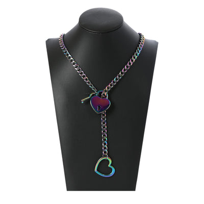 Necklace with heart-shaped pendants on a black mannequin bust