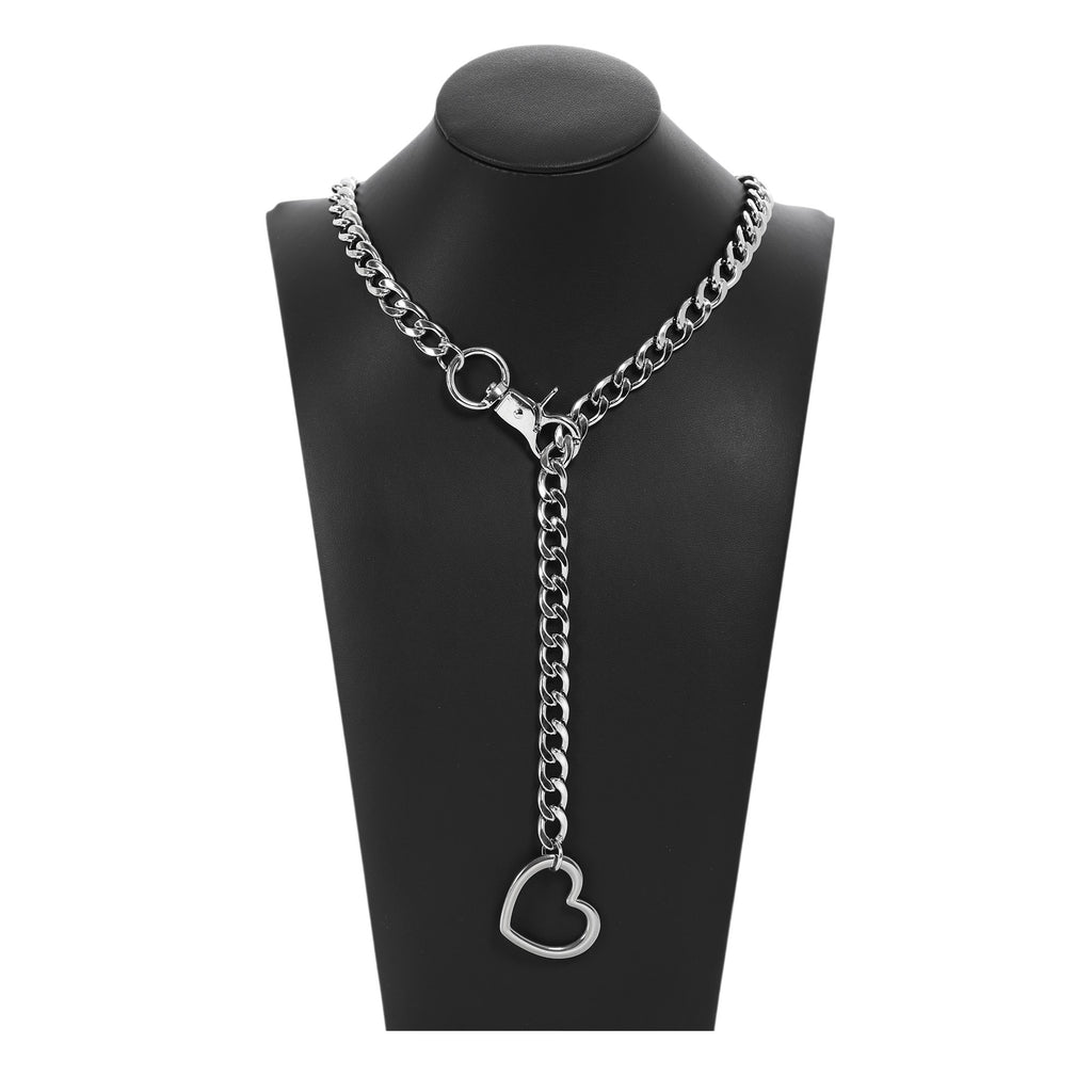 Silver Heart Clip Chain Choker 32
