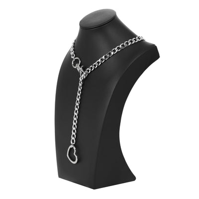 Silver Heart Clip Chain Choker 32