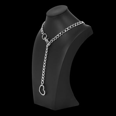 Silver Heart Clip Chain Choker 32