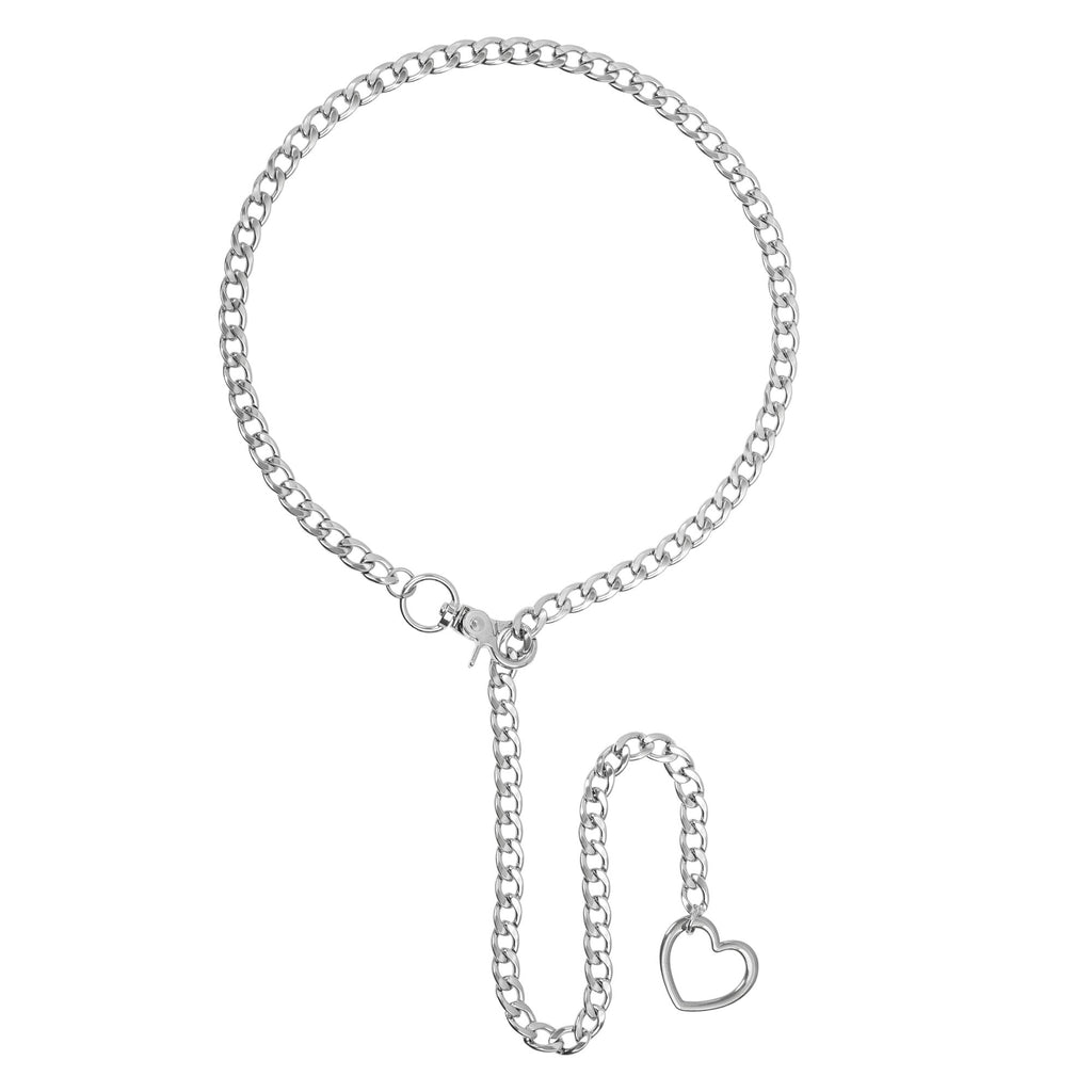 Silver Heart Clip Chain Choker 32