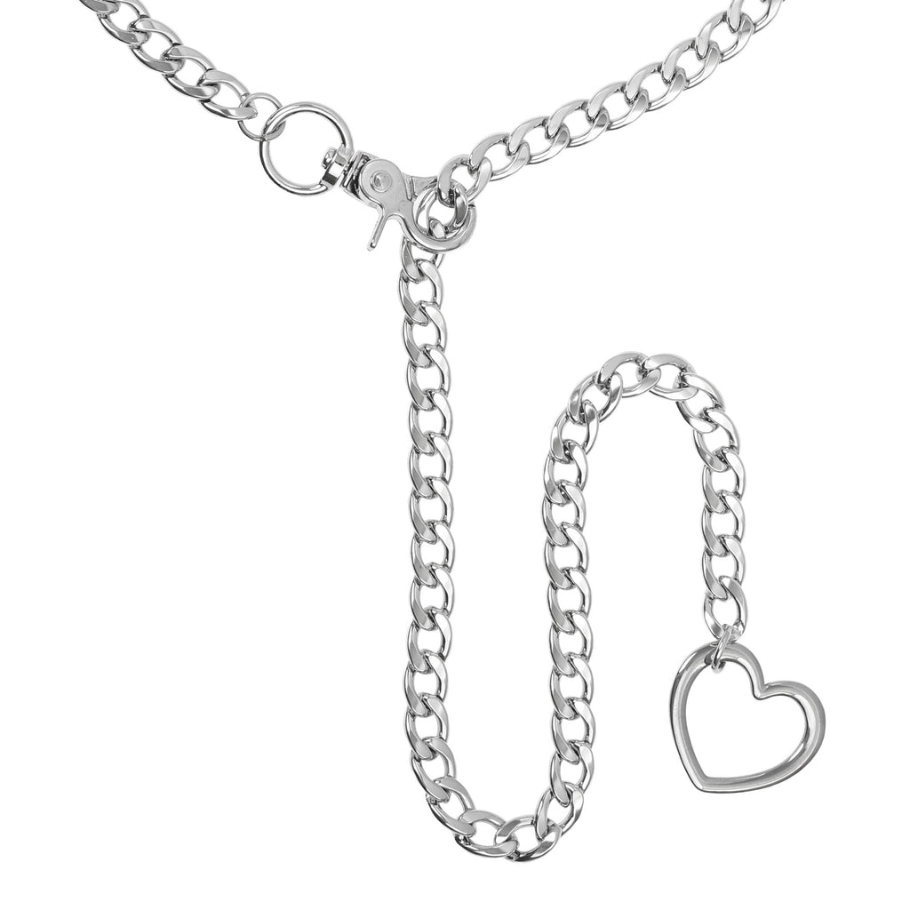 Silver Heart Clip Chain Choker 32