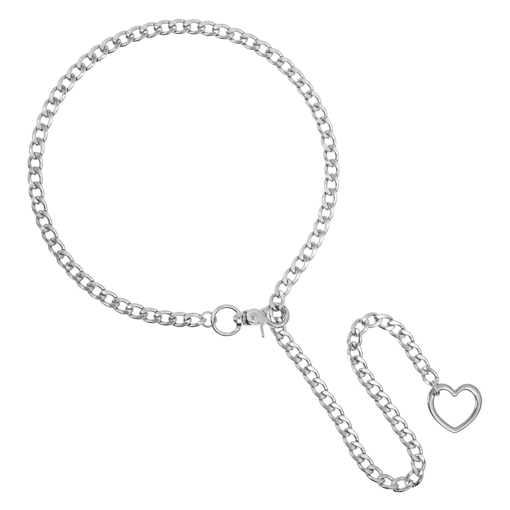 Silver Heart Clip Chain Choker 32