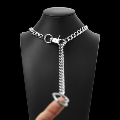Silver Heart Chain Choker Collar with Heart Pendant by Metal Pleasure Play
