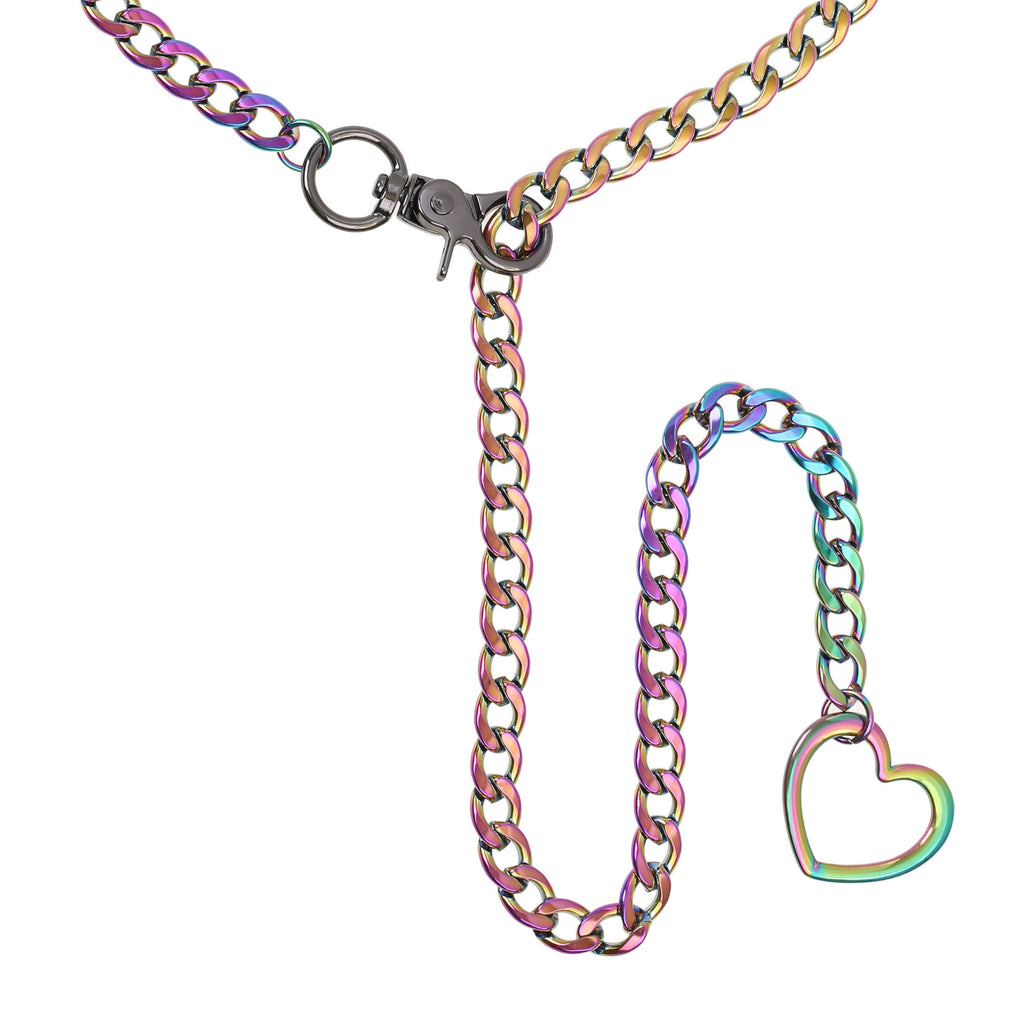 Rainbow Heart Chain Clip Choker 32