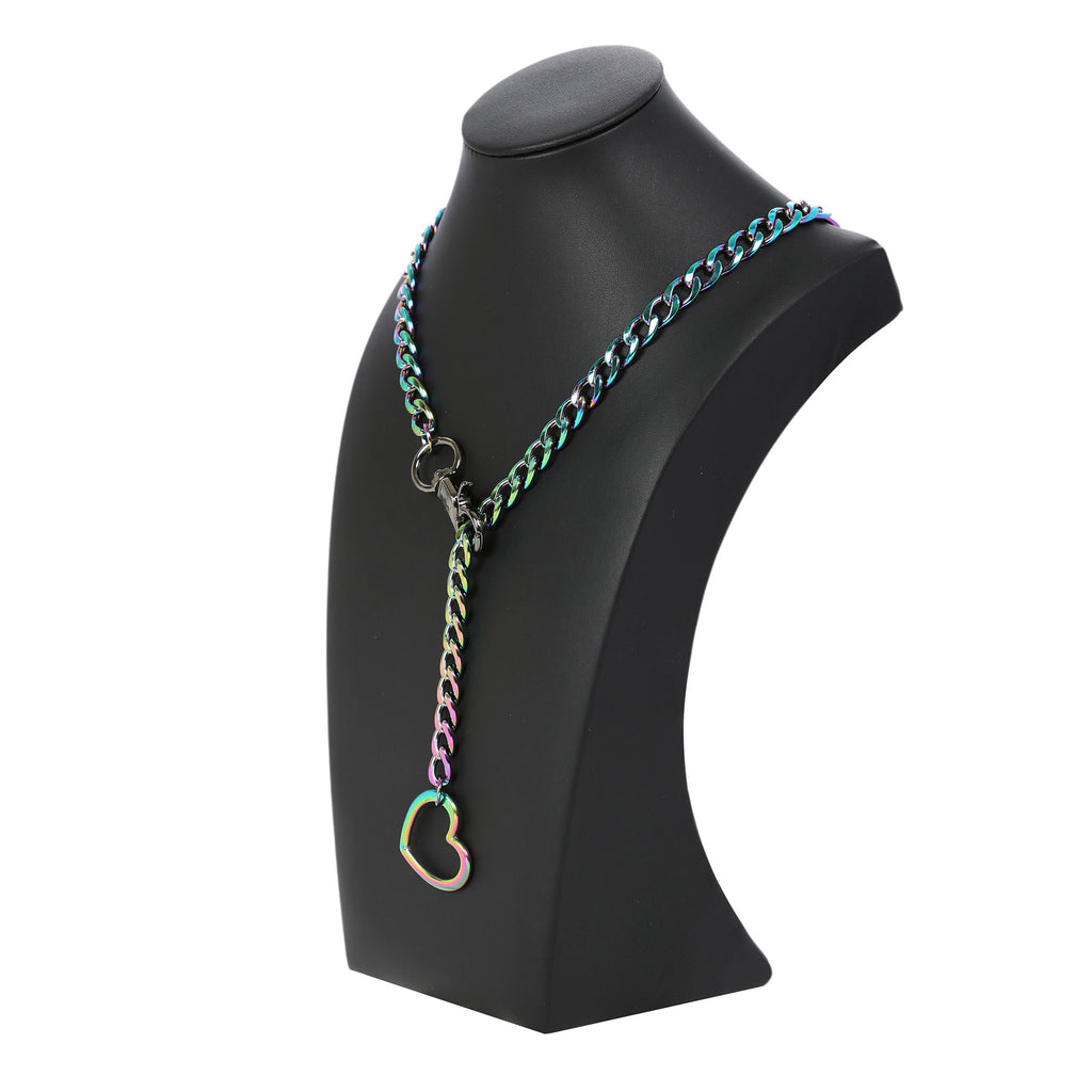 Rainbow Heart Chain Clip Choker 40