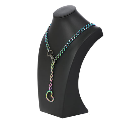Rainbow Heart Chain Clip Choker 40