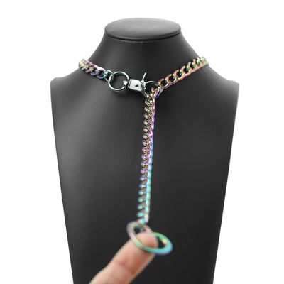 Rainbow Heart Chain Clip Choker 40