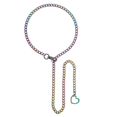 Rainbow Heart Chain Clip Choker 40
