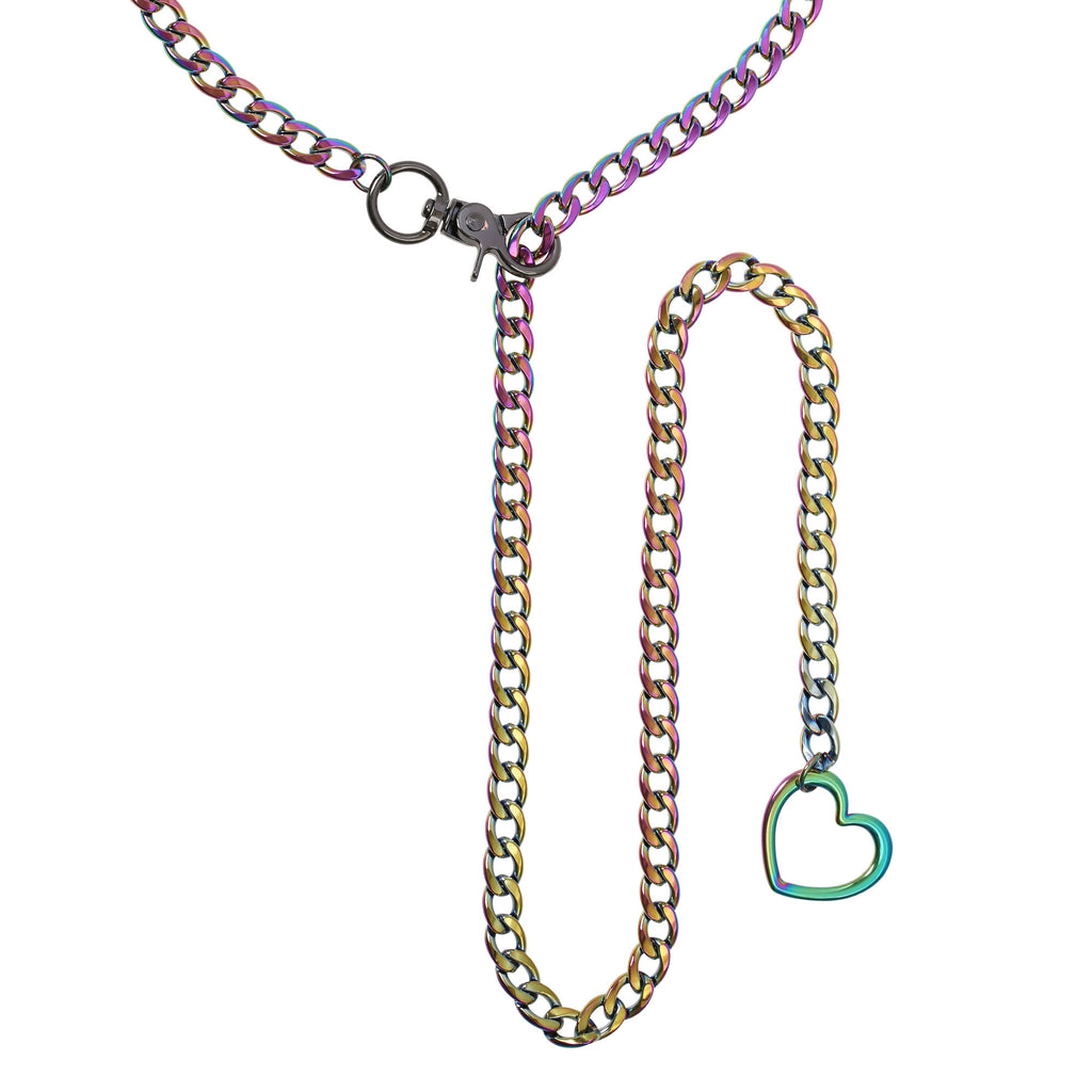 Rainbow Heart Chain Clip Choker 40