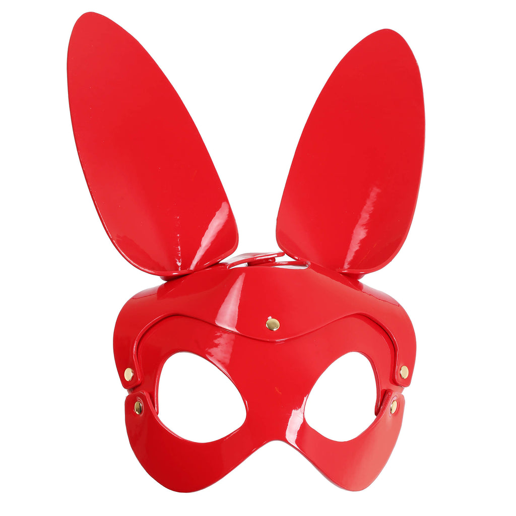 Red Bunny Rabbit Mask in Faux Patent Leather