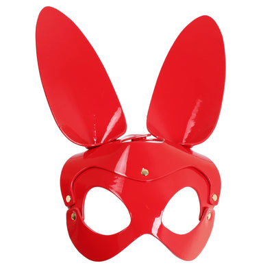 Red Bunny Rabbit Mask in Faux Patent Leather