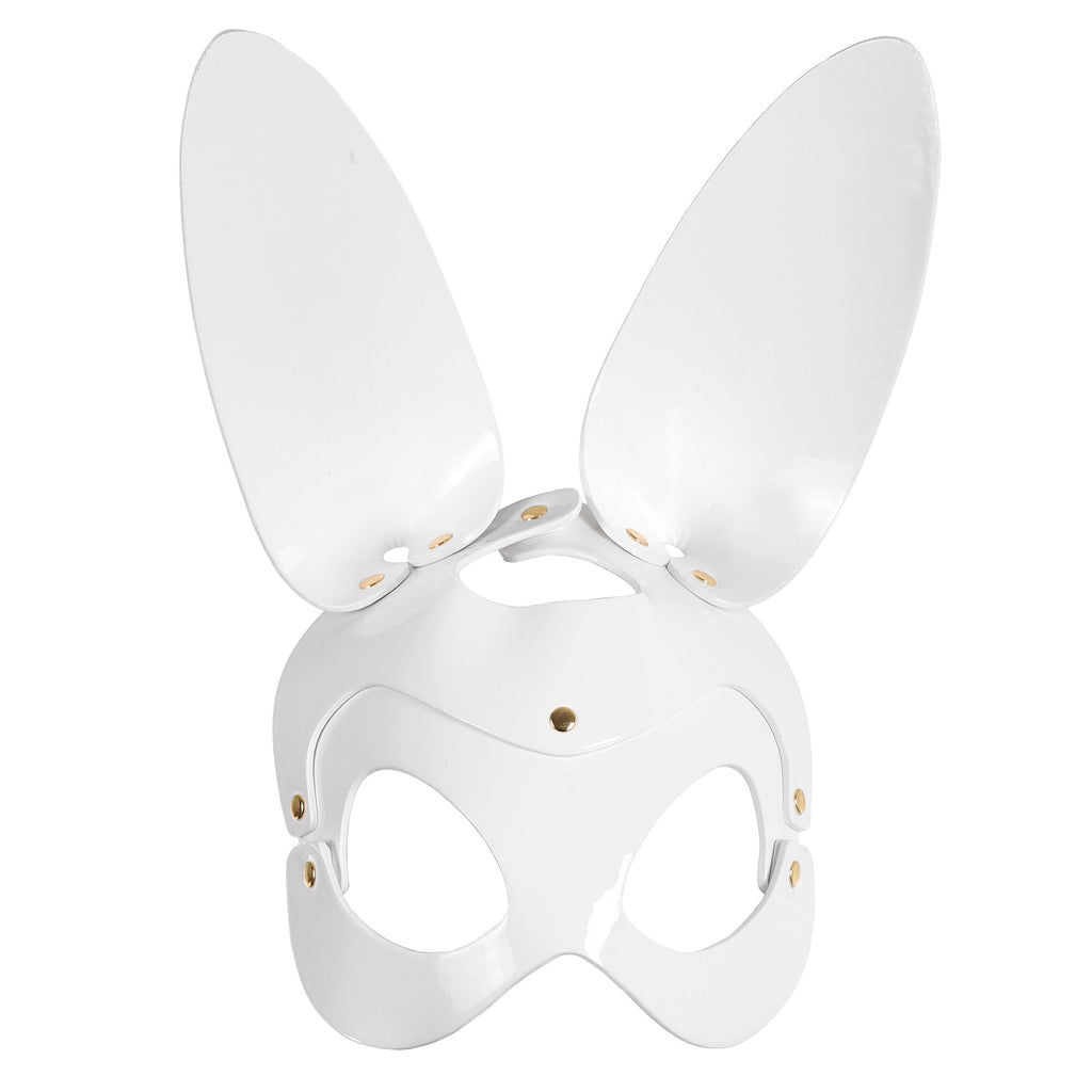 White Bunny Rabbit Mask in Faux Patent Leather