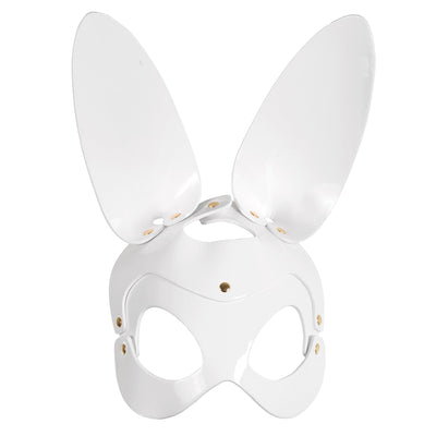 White Bunny Rabbit Mask in Faux Patent Leather