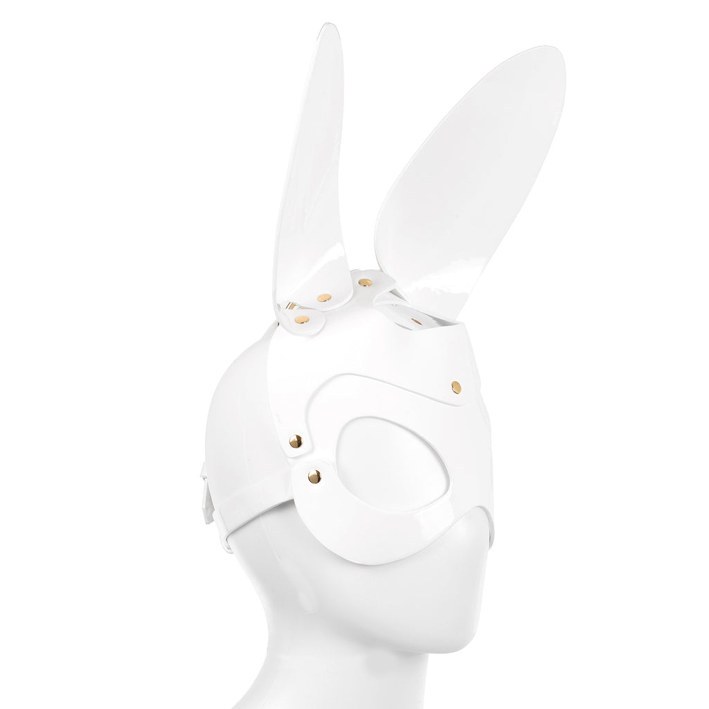 White Bunny Rabbit Mask in Faux Patent Leather