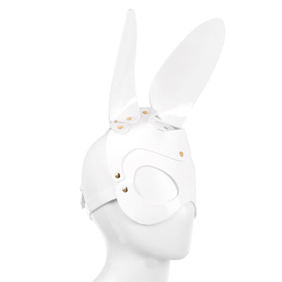 White Bunny Rabbit Mask in Faux Patent Leather