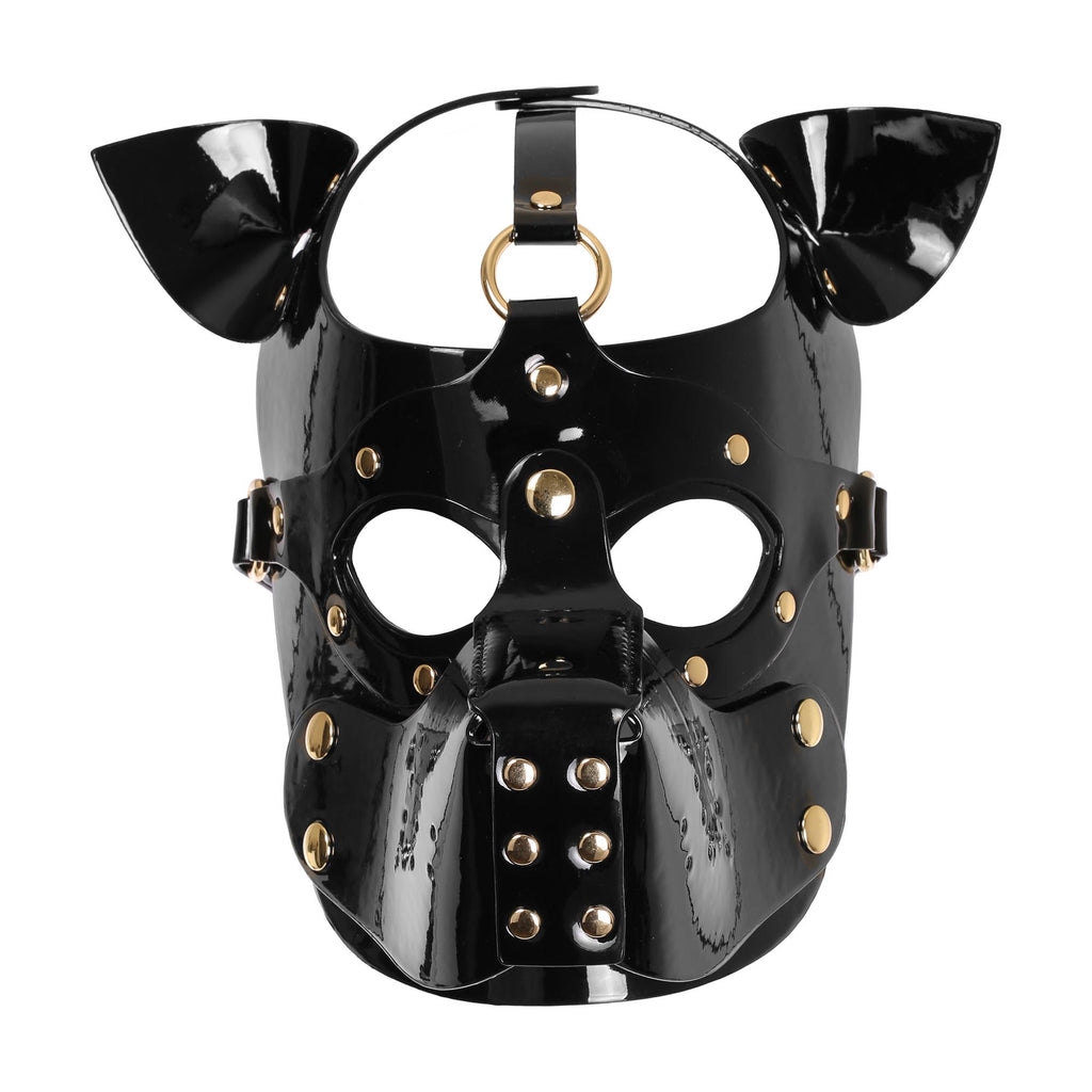 Black Pup Hood Mask with Muzzle by Fetish Pleasure Play