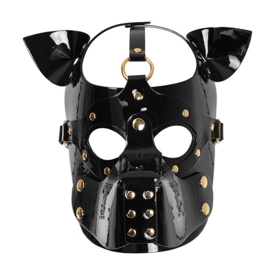 Black Pup Hood Mask with Muzzle by Fetish Pleasure Play